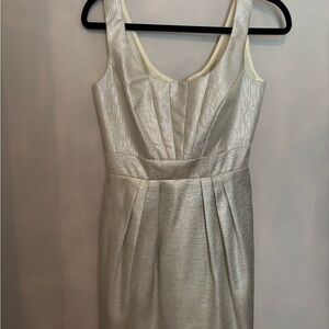 Shoshanna Silver Pleated Sheath Mini Dress